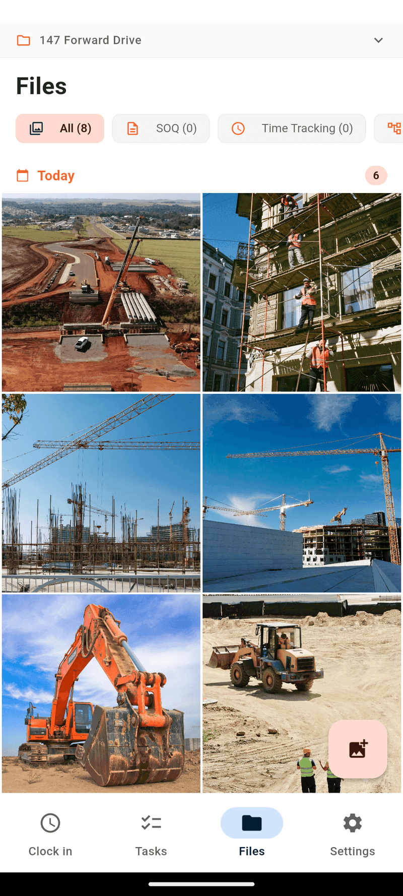 SyteSense file gallery with site photos organised by category