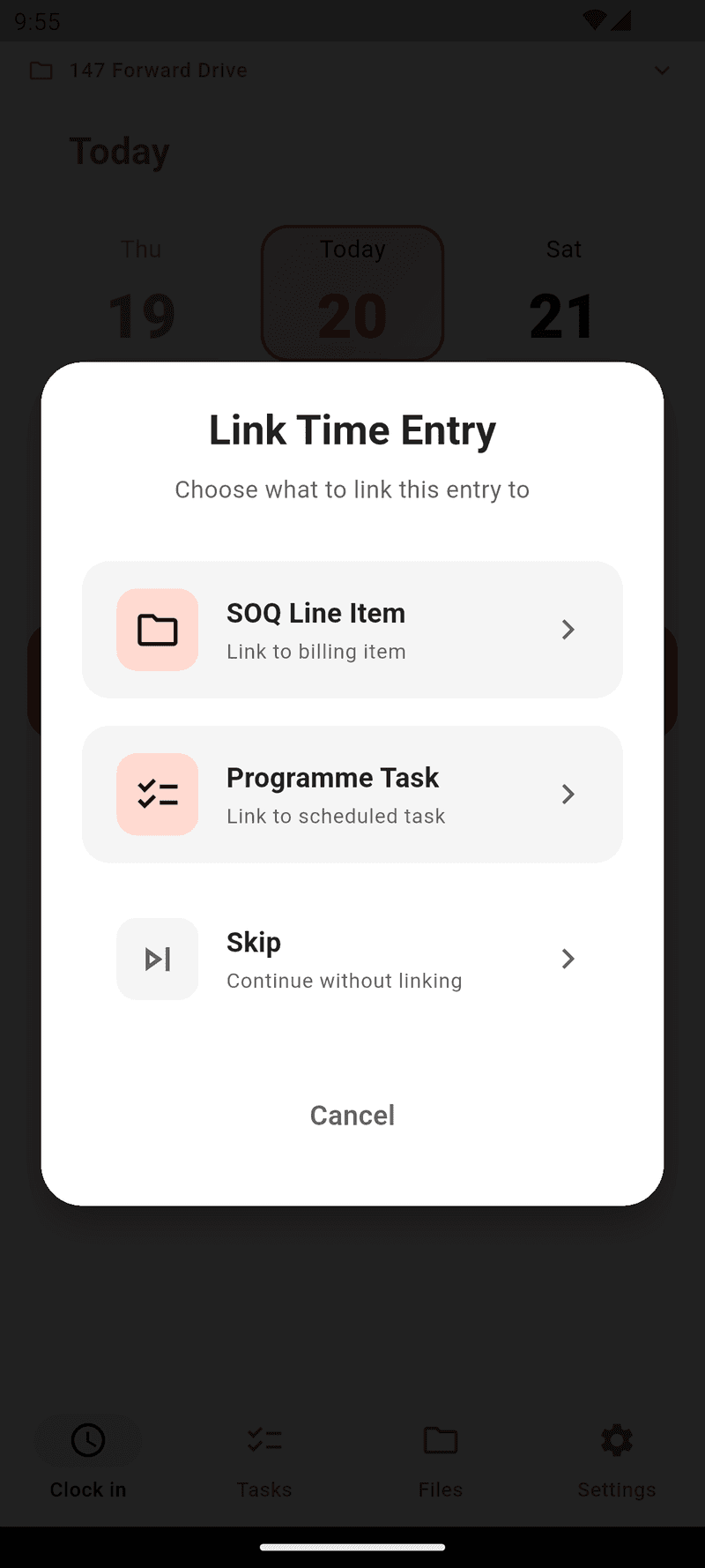 SyteSense time entry linking to SOQ line items or programme tasks